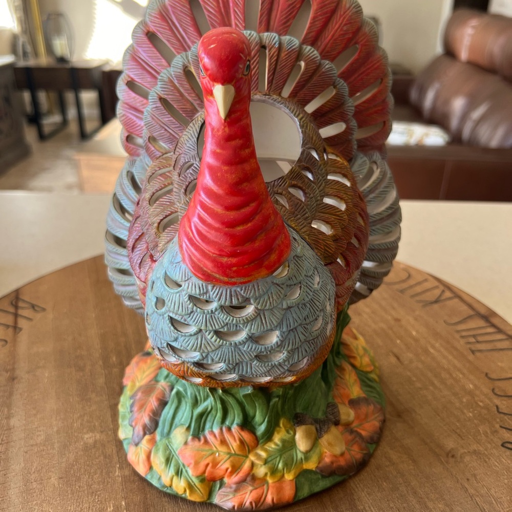 PartyLite 10" Turkey Tea Light Candle Holder Thanksgiving Table Setting